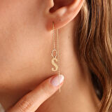 14 Ayar Altın Harf Küpe TEK ADET Bütün Harfler Mevcut