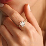 Sarı Altın Baget Yüzük Çift Kol