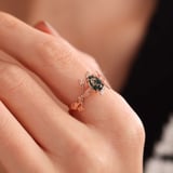 Moss Agate Altın Yüzük Rose 