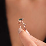 Moss Agate Altın Yüzük Rose 