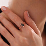 Moss Agate Altın Yüzük Rose 