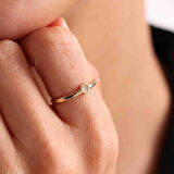 Altın Kalpli Yüzük Mini