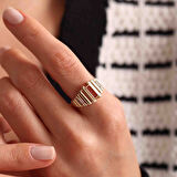 Akik Taşlı Altın Bagetta Yüzük İtaly