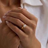 14 Ayar Lotus Tektaş Altın Yüzük Ajda Modeli