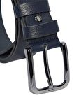 Lacivert Hakiki Deri Düz Renk 4 cm.lik Spor Kemer- Tek Katmanlı Manda Derisi - 405-Düz-21S