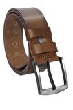 Açık Kahve Hakiki Deri Düz Renk 4.5 cm.lik Spor Kemer - Tek Katmanlı Manda Derisi - 511-Düz-21S