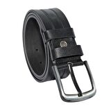 Siyah Hakiki Deri Desenli Model 4.5 cm.lik Spor Kot Kemer - 500-61