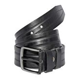 Siyah Hakiki Deri Desenli Model 4.5 cm.lik Spor Kot Kemer - 500-61