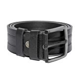 Siyah Hakiki Deri Desenli Model 4.5 cm.lik Spor Kot Kemer - 500-61