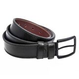 Siyah Suni Deri Çift Dikişli Model 4 cm.lik Spor Kemer - 7000-11-22K