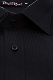 Siyah Armür Desenli Slim Fit Düz Renk Uzun Kol Erkek Gömlek - 256-6