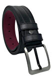 Siyah Suni Deri Dikişli Model 4.5 cm.lik Spor Kot Kemer - 4500-61-22KS