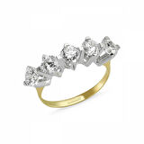 Altın 5 Taş Yüzük SWAROVSKİ Taşlı