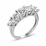 Beyaz Altın 5 Taş Yüzük