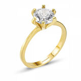 14 Ayar Sarı Altın Tektaş Yüzük