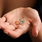 Kuvars Taşlı Tasarım Altın Yüzük