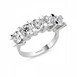 Altın 5 Taş Yüzük SWAROVSKİ Taşlı