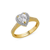 Altın Tektaş Yüzük Swarovski Taşlı Pırlanta Montür