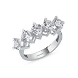 5 Taş Yüzük Beyaz Altın Swarovski