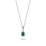 Beyaz Altın Mini Set Zümrüt Damla 3lü Takım