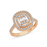 Rose Altın Baget Taşlı Yüzük