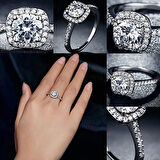 Beyaz Altın Tektaş Yüzük Baget Taşlı