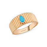 Altın Yüzük 14K Rose ZigZag Firuze Taşlı