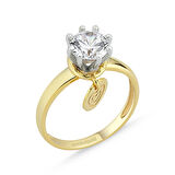 Altın Tektaş Yüzük 1,00 karat Zirconia Sevgililer Günü