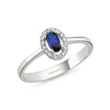 Anturaj Altın Yüzük 0.30 Karat Oval AquaBlue