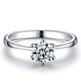 Beyaz Altın Tektaş Yüzük 6 Montür 0.70 Karat