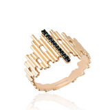 ZigZag Altın Yüzük Rose 14K Gold Onix Taşlı