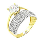 Altın Tektaş Alyans Yüzük Twin Model