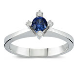 0.40 ct. Pırlanta Safir Tektaş Yüzük