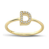 Harf Altın Yüzük Taşlı Gold