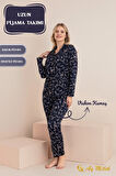 Kadın Pijama Takımı Desenli Pamuklu Polo Yaka Takım