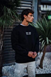 Oversize Bisiklet Yaka Üç İplik Baskılı SweatShirt - Siyah