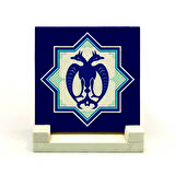 Çift Başlı Kartal Figürlü, Anadolu Selçuklu Yıldız MotifiBaskılı Doğaltaş Masaüstlük