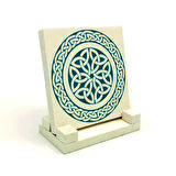 Keltik Stili Yuvarlak DesenBaskılı Doğaltaş Masaüstlük