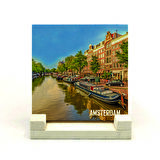 Amsterdam GörseliBaskılı Doğaltaş Masaüstlük