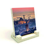 Galata Kulesi ve Süleymaniye CamiiBaskılı Doğaltaş Masaüstlük