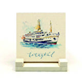 İstanbul VapurBaskılı Doğaltaş Masaüstlük