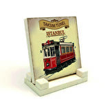 Nostaljik Tramvay Baskılı Doğaltaş Masaüstlük