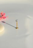 Taşlı Top Uçlu Çelik Piercing Dudak Dil 12 mm Gold