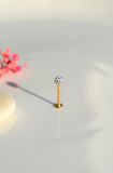Taşlı Top Uçlu Çelik Piercing Dudak Dil 12 mm Gold