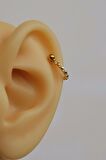 Taşlı Gold Piercing Helix Conch Kıkırdak Küpesi