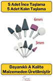 Hobi Gravür Dremel Taşlama Ucu Mini Metal Ahşap Oyma Seti Parlatma Çapak Alma 10 Parça Matkap Uyumlu