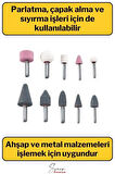 Hobi Gravür Dremel Taşlama Ucu Mini Metal Ahşap Oyma Seti Parlatma Çapak Alma 10 Parça Matkap Uyumlu