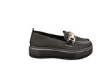 Ventes 3461001Z 4 cm Kalın Taban Taş Toka Detaylı Günlük Kadın Triko Loafer Ayakkabı