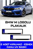 TAY PROMOSYON Bmw M Plakalık İsimli Kişiye Özel Kırılmaz Siyah UV  Kabartmalı 2 Adet Takmatik Oto Plakalık
