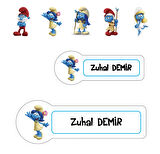 Okul Etiketi Kalem Defter Etiketi, Şirinler v4 Etiketi - 194 Adet Opak Sticker